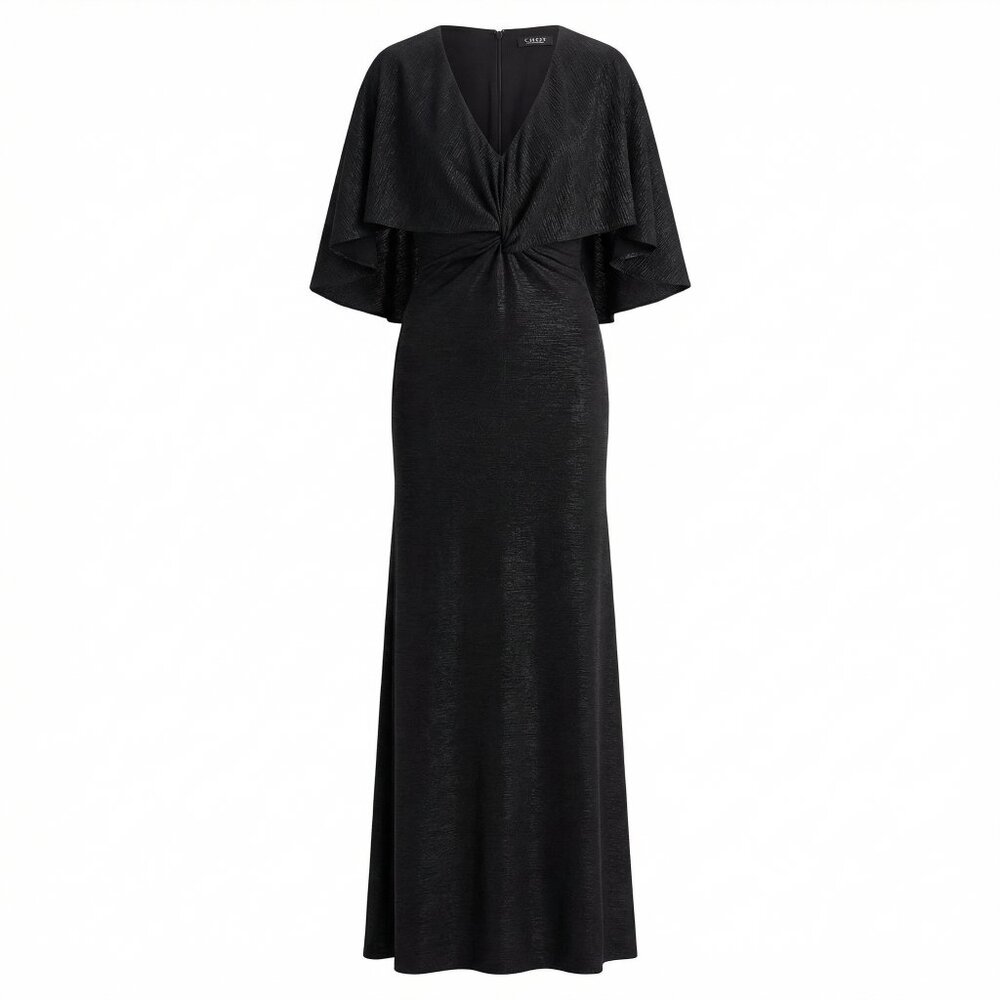 Lauren Ralph Lauren Metallic Knit Twist‑Front Cape Gown Women’s